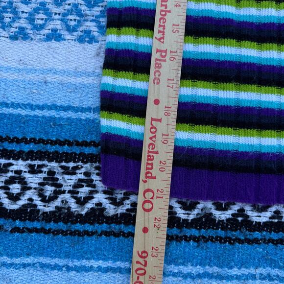 Women's Vintage Y2k Xhilaration Purple Green Striped Ribbed Sweater Sz Medium - Picture 5 of 6